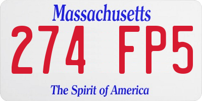 MA license plate 274FP5