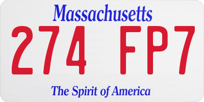 MA license plate 274FP7