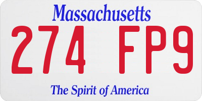 MA license plate 274FP9