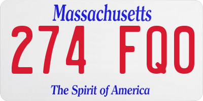 MA license plate 274FQ0