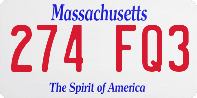 MA license plate 274FQ3
