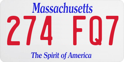 MA license plate 274FQ7