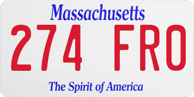 MA license plate 274FR0