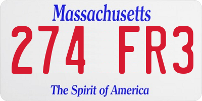 MA license plate 274FR3