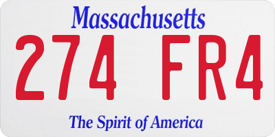 MA license plate 274FR4