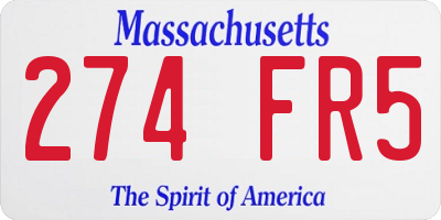 MA license plate 274FR5