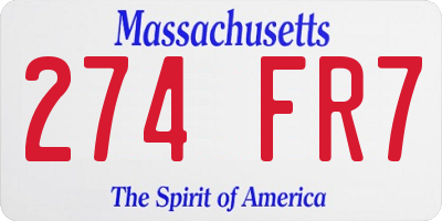 MA license plate 274FR7