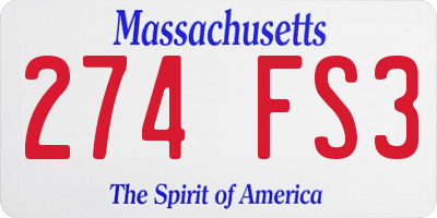 MA license plate 274FS3