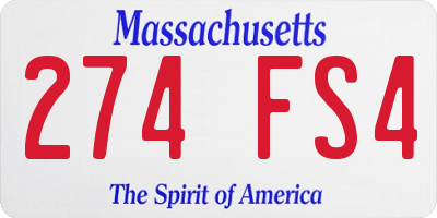MA license plate 274FS4