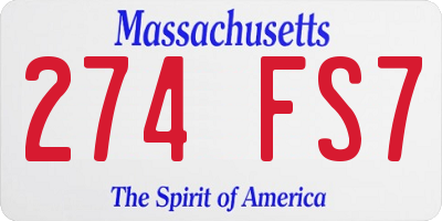 MA license plate 274FS7