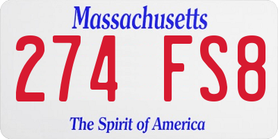 MA license plate 274FS8