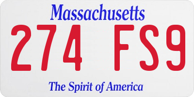 MA license plate 274FS9