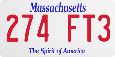 MA license plate 274FT3