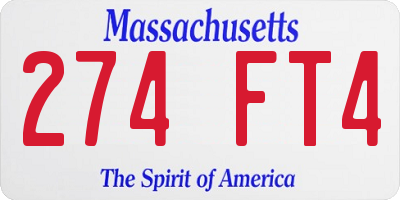 MA license plate 274FT4