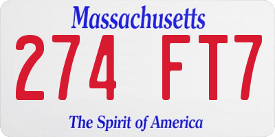 MA license plate 274FT7