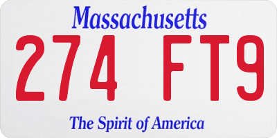MA license plate 274FT9