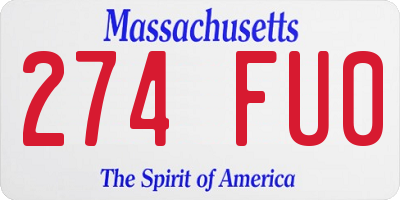 MA license plate 274FU0