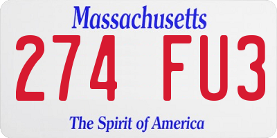 MA license plate 274FU3