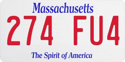 MA license plate 274FU4