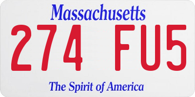 MA license plate 274FU5