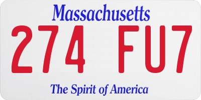 MA license plate 274FU7