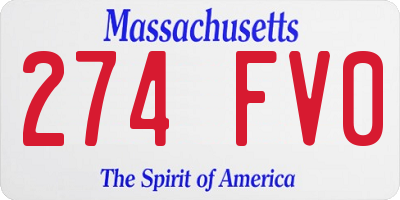 MA license plate 274FV0
