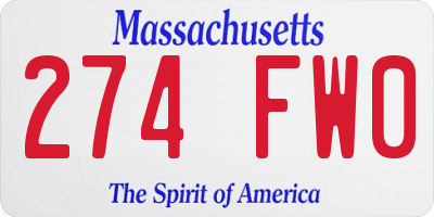 MA license plate 274FW0