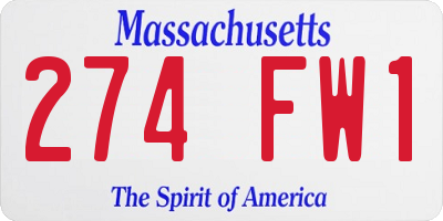 MA license plate 274FW1