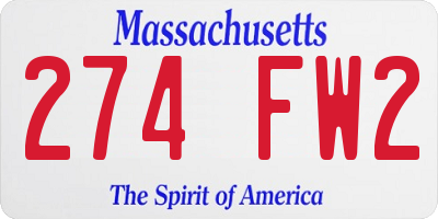 MA license plate 274FW2