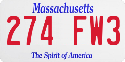 MA license plate 274FW3