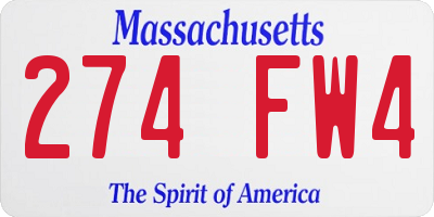 MA license plate 274FW4