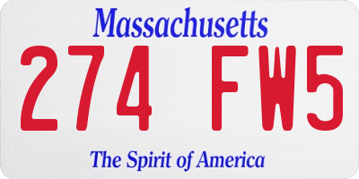 MA license plate 274FW5