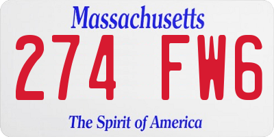 MA license plate 274FW6