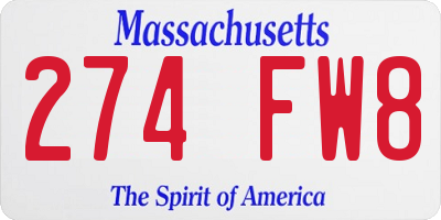 MA license plate 274FW8
