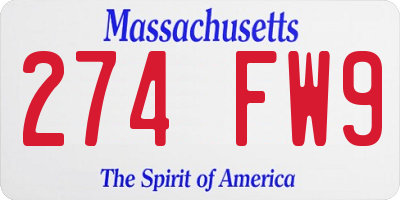 MA license plate 274FW9