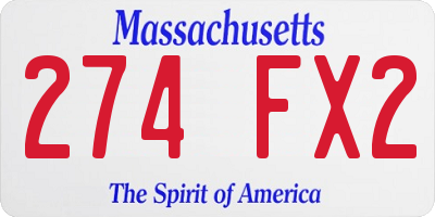 MA license plate 274FX2