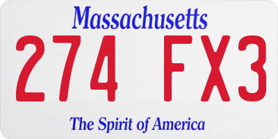 MA license plate 274FX3