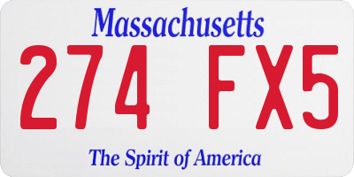 MA license plate 274FX5