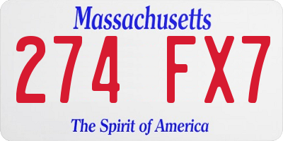 MA license plate 274FX7