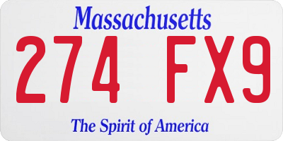 MA license plate 274FX9