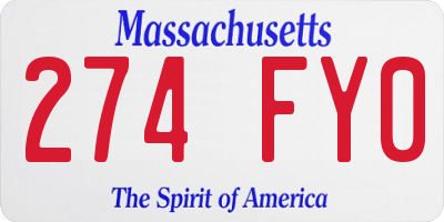 MA license plate 274FY0