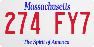 MA license plate 274FY7
