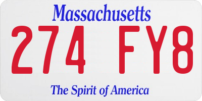 MA license plate 274FY8