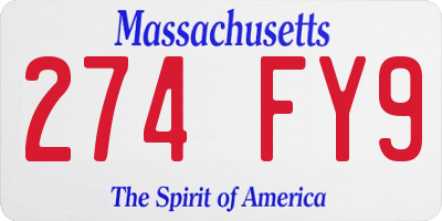 MA license plate 274FY9