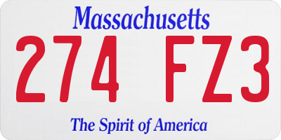 MA license plate 274FZ3