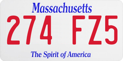 MA license plate 274FZ5