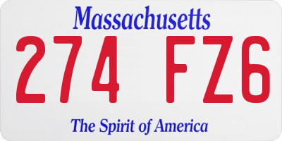 MA license plate 274FZ6