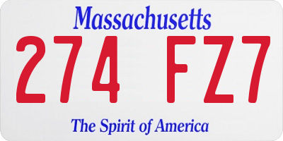 MA license plate 274FZ7
