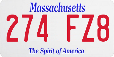 MA license plate 274FZ8