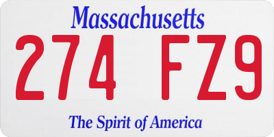 MA license plate 274FZ9